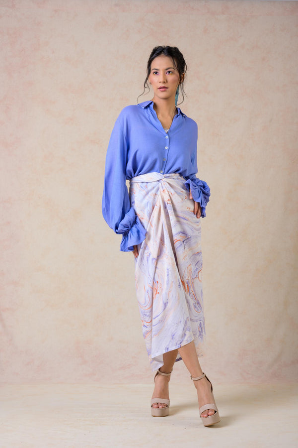 Marble Print Wrap Around Skirt Co ord set